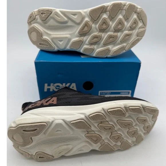 Hoka Clifton 9 Running Shoes - Breathable Mesh, Lightweight, Rose Gold Accents - Picture 5 of 9